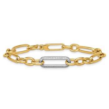 Herco 18K Two-tone Polished Diamond Mixed Link 7.5 Inch Bracelet — alternate view