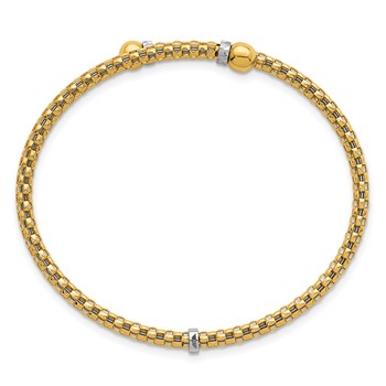 Herco 18K Polished Two-tone Diamond-cut Beaded Flexible Bangle Bracelet — alternate view