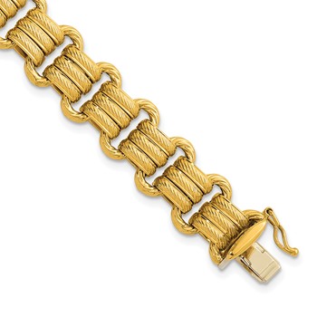 Herco 18K Textured Fancy Link 7.5 Inch Bracelet