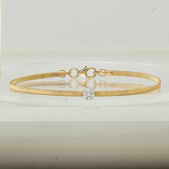 Herco 18K Two-tone Diamond Circle Textured Omega with Clasp Bangle — alternate view