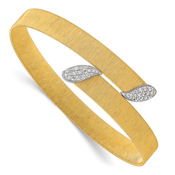 Herco 18K Two-tone Diamond Textured Omega Bangle