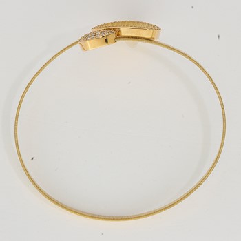 Herco 18K Polished and Textured Teardrop Diamond Cuff Bangle — alternate view