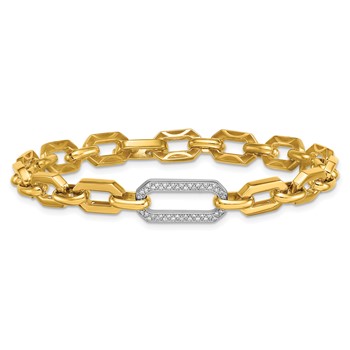 Herco 18K Two-tone Polished Diamond Hexagon Link 7.75 Inch Bracelet — alternate view