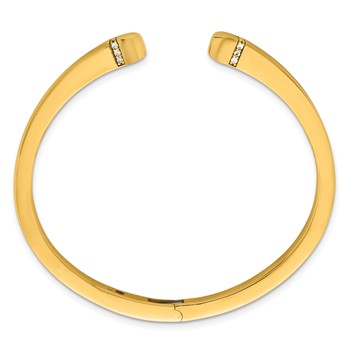 Herco 18K Polished CZ Hinged Cuff Bangle — alternate view