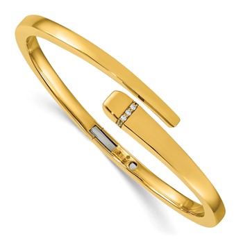 Herco 18K Polished CZ Bypass Hinged Bangle