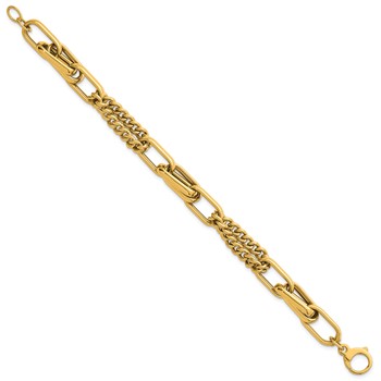 Herco 18K Polished Mixed Curb and Oval Link 8 Inch Bracelet — alternate view