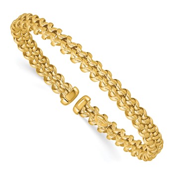 Herco 18K Polished Textured Double Twist Flexible Cuff Bracelet