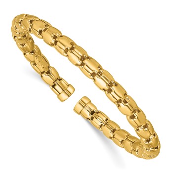 Herco 18k Polished 6mm Rounded Link Flexible Cuff Bracelet