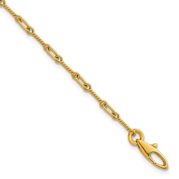 Herco 18K Polished Solid Twisted Bar Link 7.5 Inch Chain Bracelet