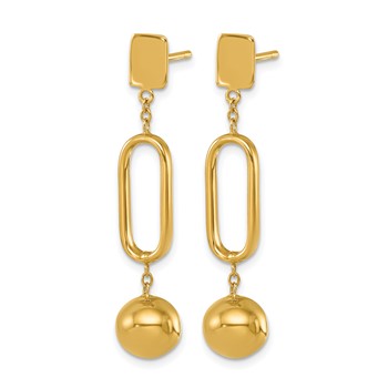 Herco 18K Polished Oval Link and Ball Post Dangle Earrings — alternate view