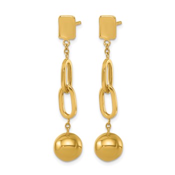 Herco 18K Polished Double Oval Link and Ball Post Dangle Earrings — alternate view