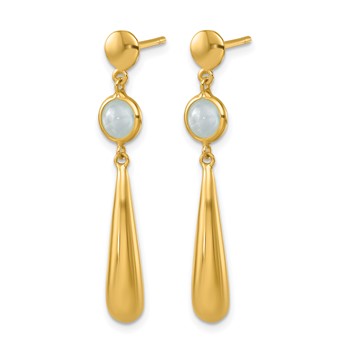Herco 18K Polished Round Aquamarine and Teardrop Post Dangle Earrings — alternate view