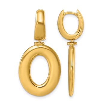 Herco 18K Polished Oval Huggie Hoop Dangle Earrings