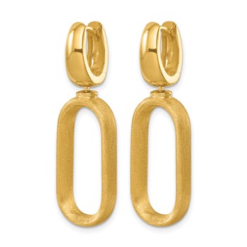 Herco 18K Polished and Brushed Oval Hinged Huggie Hoop Dangle Earrings — alternate view