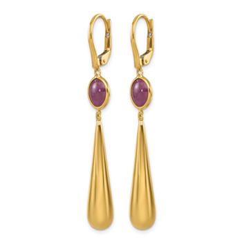 Herco 18K Polished Red Corundum Teardrop Leverback Dangle Earrings — alternate view