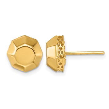 Herco 18K Polished Beveled Edge Octagon Post Earrings