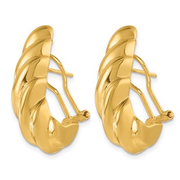 Herco 18K Polished Fancy Twisted Omega Back J-Hoop Earrings — alternate view