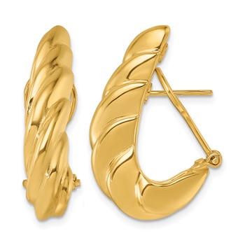 Herco 18K Polished Fancy Twisted Omega Back J-Hoop Earrings
