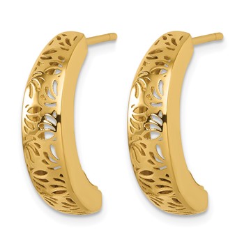 Herco 18K Polished and Filigree Curved Post Earrings — alternate view