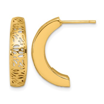 Herco 18K Polished and Filigree Curved Post Earrings