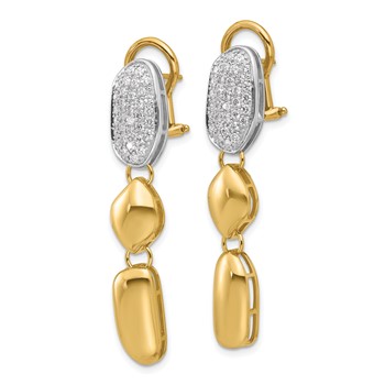 Herco 18K Two-tone Polished Fancy Diamond Omega Back Post Dangle Earrings — alternate view