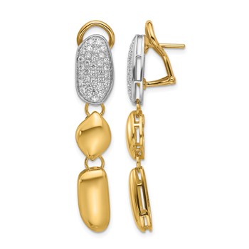 Herco 18K Two-tone Polished Fancy Diamond Omega Back Post Dangle Earrings