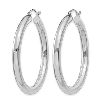 Herco 18K White Gold Rhodium-plated Polished 4x30mm Round Hoop Earrings — alternate view