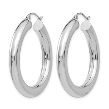 Herco 18K White Gold Rhodium-plated Polished 5x25mm Round Hoop Earrings — alternate view