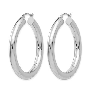 Herco 18K White Gold Rhodium-plated Polished 5x30mm Round Hoop Earrings — alternate view