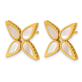 Herco 18K Polished Mother of Pearl Flower Post Earrings — alternate view
