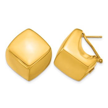 Herco 18K Polished Fancy Cube Omega Back Post Earrings