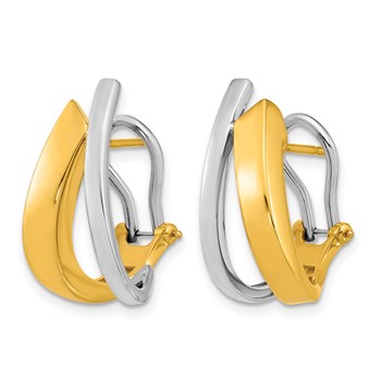 Herco 18K Two-tone Polished Fancy Omega Back J-Hoop Earrings — alternate view