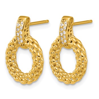 Herco 18K Polished Diamond Popcorn Circle Post Dangle Earrings — alternate view