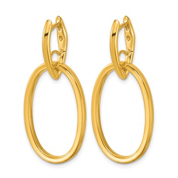 Herco 18K Polished Fancy Hinged Dangling Oval Hoop Earrings — alternate view
