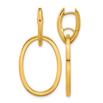 Herco 18K Polished Fancy Hinged Dangling Oval Hoop Earrings