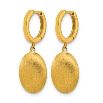 Herco 18K Polished and Brushed Dangling Oval Hinged Hoop Earrings — alternate view