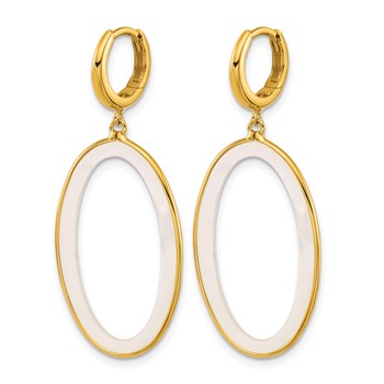 Herco 18K Polished Mother of Pearl Dangling Oval Hinged Hoop Earrings — alternate view
