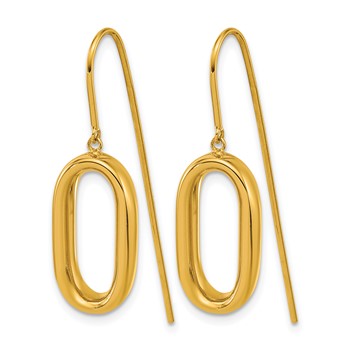 Herco 18K Polished Elongated Oval Dangling Threader Earrings — alternate view