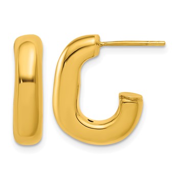 Herco 18K Polished and Puffed 5.0mm Post J-Hoop Earrings