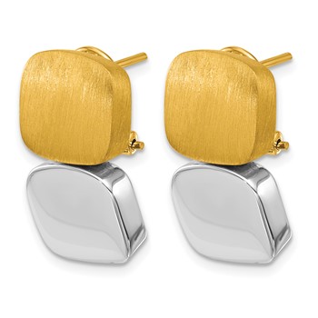 Herco 18K with White Rhodium Polished and Brushed Omega Back Earrings — alternate view