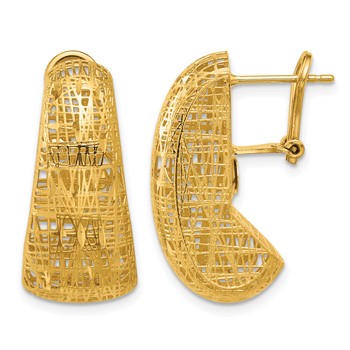 Herco 18K Textured and Diamond-cut Tapered Omega Back Earrings