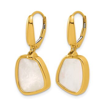 Herco 18K Polished Fancy Mother of Pearl Leverback Dangle Earrings — alternate view