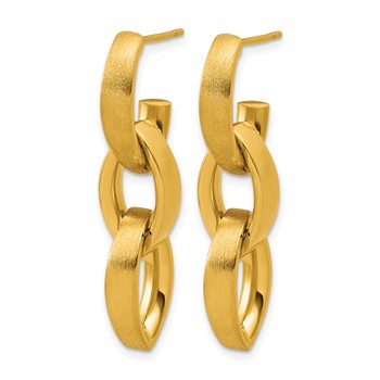 Herco 18K Polished and Brushed Navette Link Post Dangle Earrings — alternate view