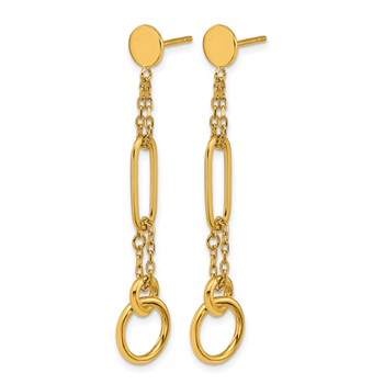 Herco 18K Polished Fancy 2-Strand Link Post Dangle Earrings — alternate view
