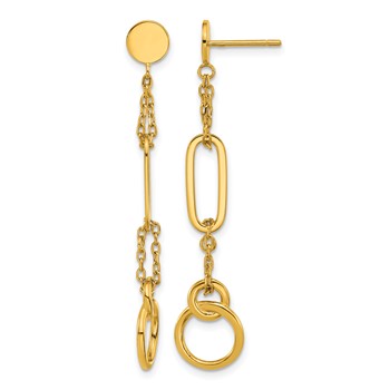 Herco 18K Polished Fancy 2-Strand Link Post Dangle Earrings