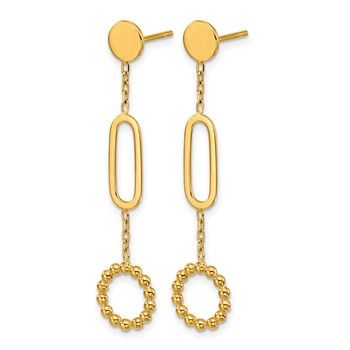 Herco 18K Polished and Beaded Fancy Link Post Dangle Earrings — alternate view