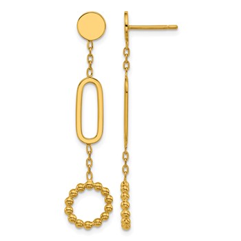 Herco 18K Polished and Beaded Fancy Link Post Dangle Earrings