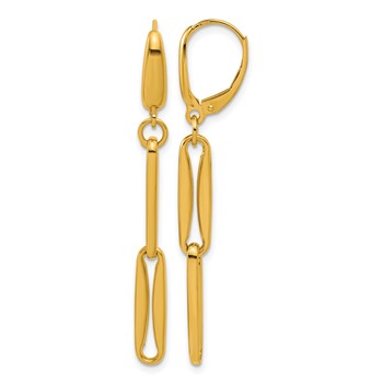 Herco 18K Polished Elongated Link Leverback Dangle Earrings
