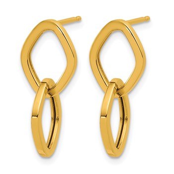Herco 18K Polished Navette Link Post Dangle Earrings — alternate view