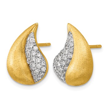 Herco 18K Polished and Brushed Diamond Teardrop Post Earrings — alternate view